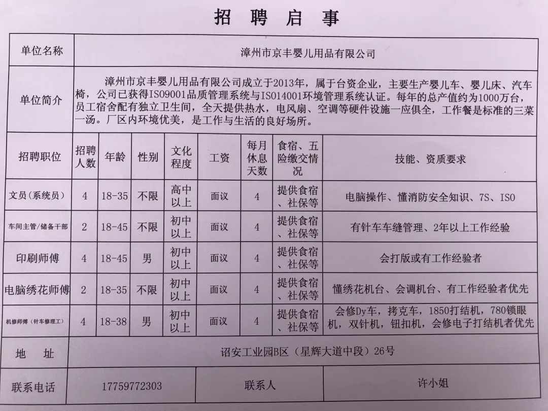 贞丰锦丰公司最新招聘启事及职位空缺公告